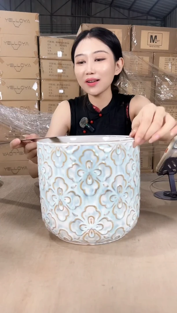 浮雕花朵梦幻蓝大号21x19