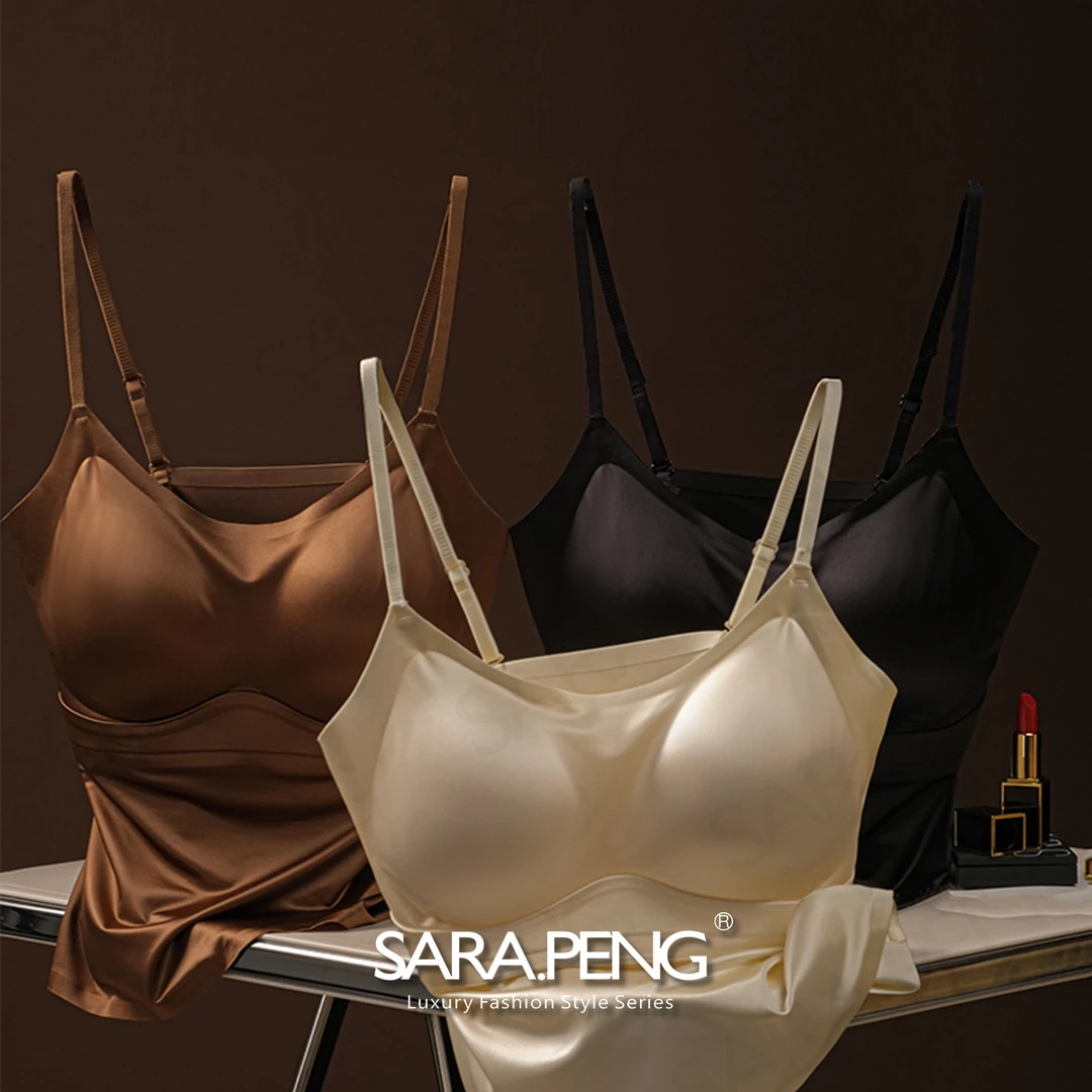 SARA.P鎏金曲线/新丝滑柔无痕缎面美背鎏金般光泽无感无钢圈吊带