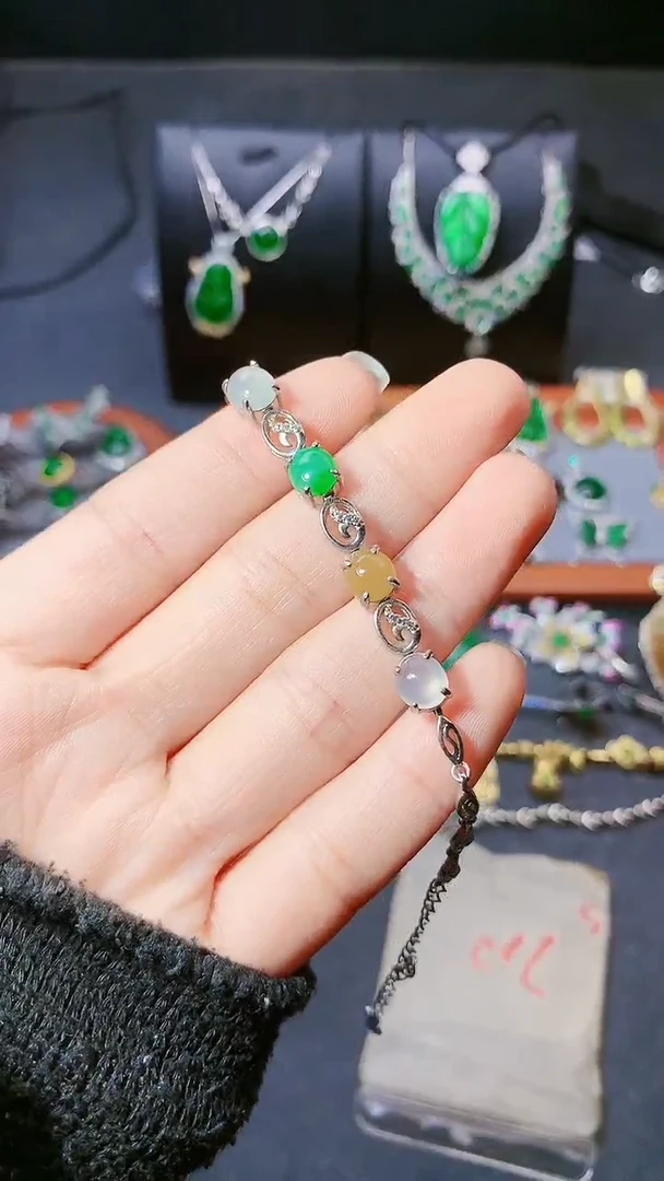 【闪购商品】翡翠手链银S925镶嵌手链