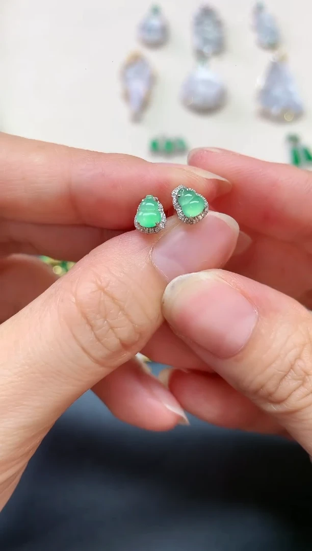 翡翠18K金镶嵌吊坠(不含链)A075|1980