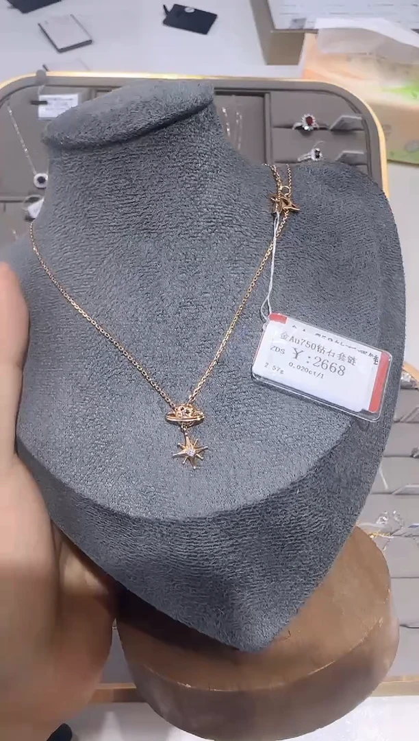 颈饰18K金镶嵌钻石18K金套链2215