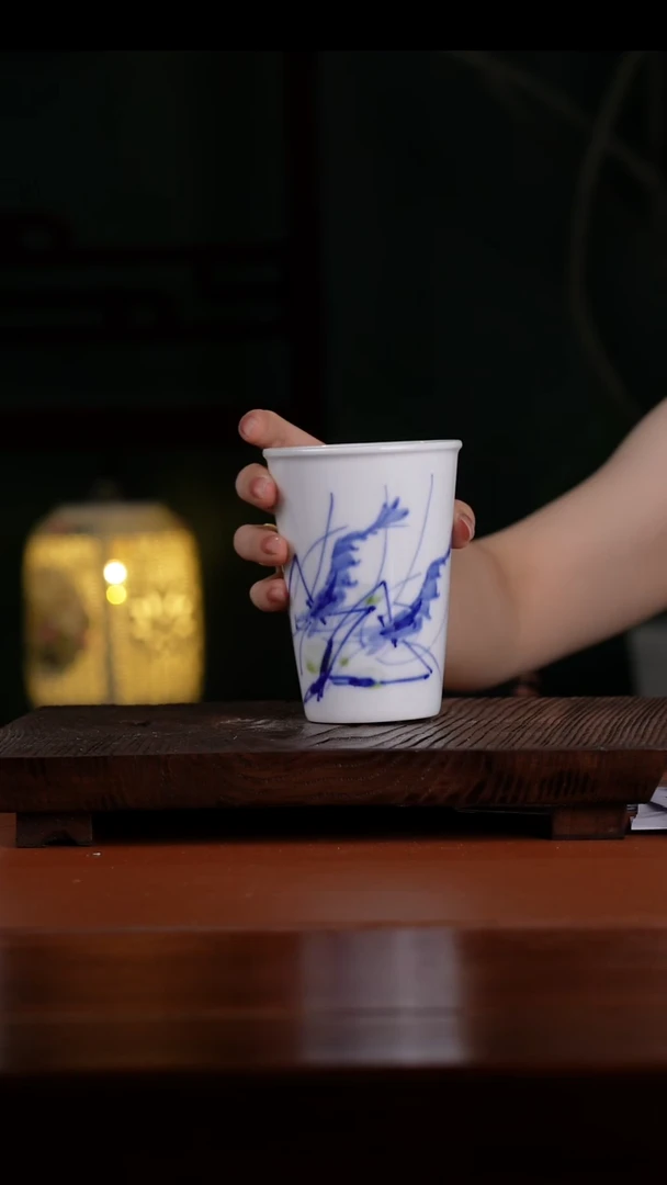 瓷景德镇高温釉中彩可乐杯直径8.5高12