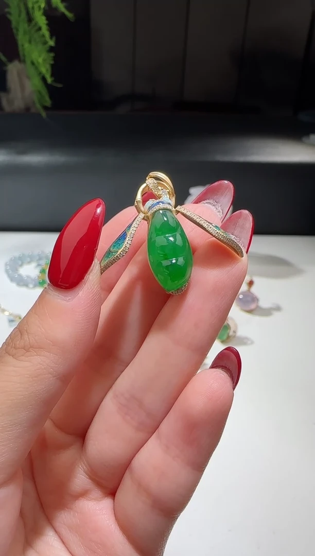 颈饰18K金镶嵌翡翠?***?【鑫鑫】镶嵌费