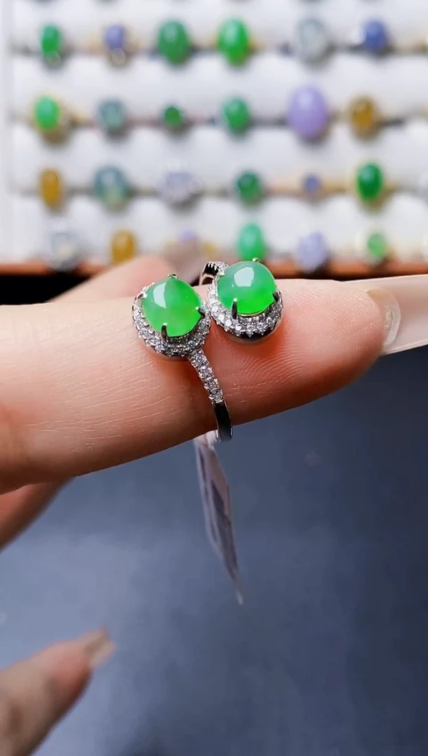 银S925镶嵌戒指翡翠3652