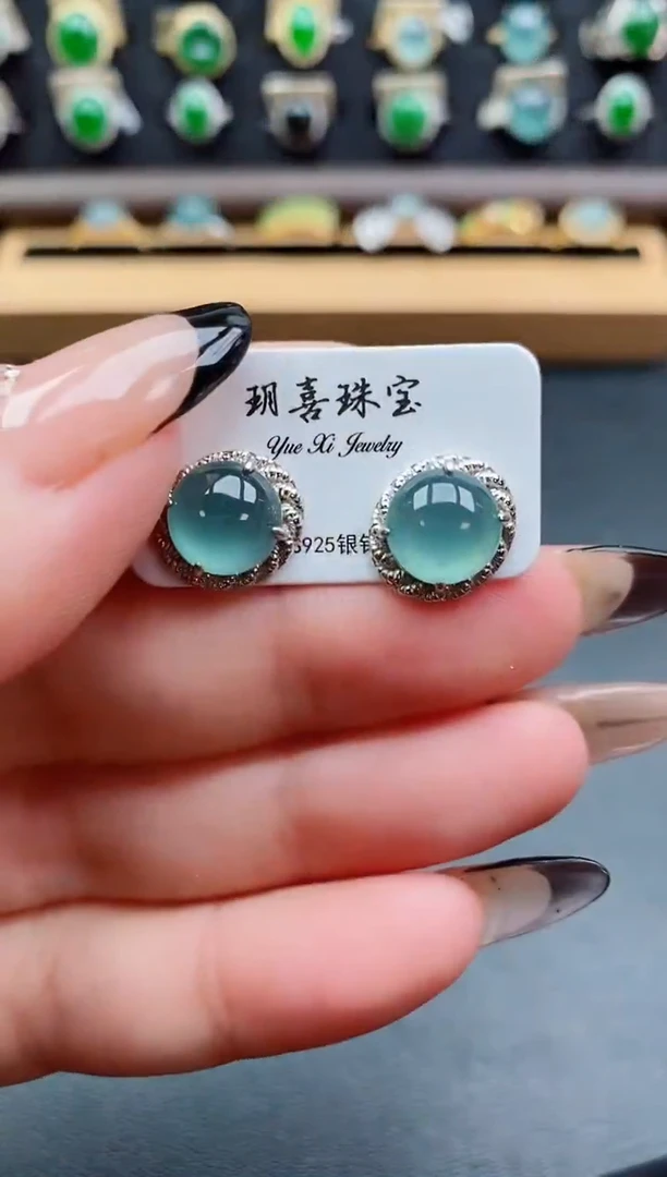 银S925镶嵌戒指翡翠1