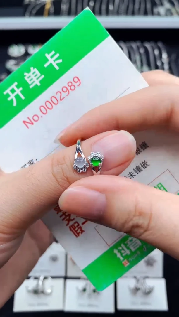 翡翠戒指银S925镶嵌2989