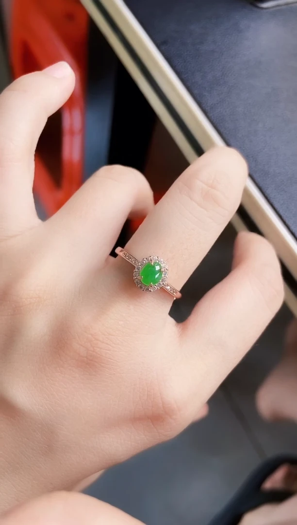 翡翠戒指银S925镶嵌213489
