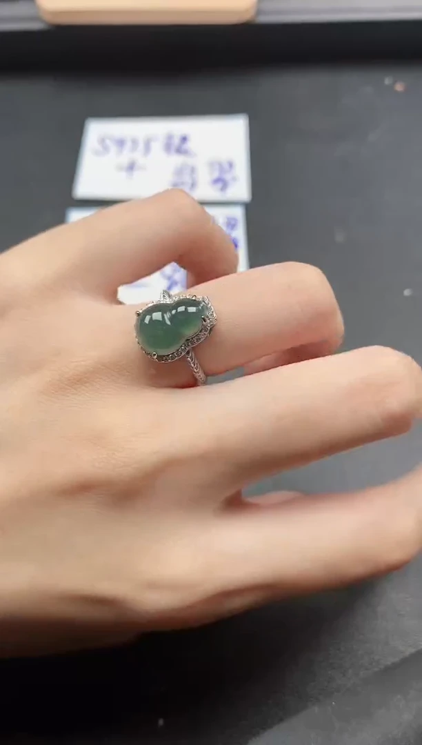 翡翠戒指银S925镶嵌5151-6
