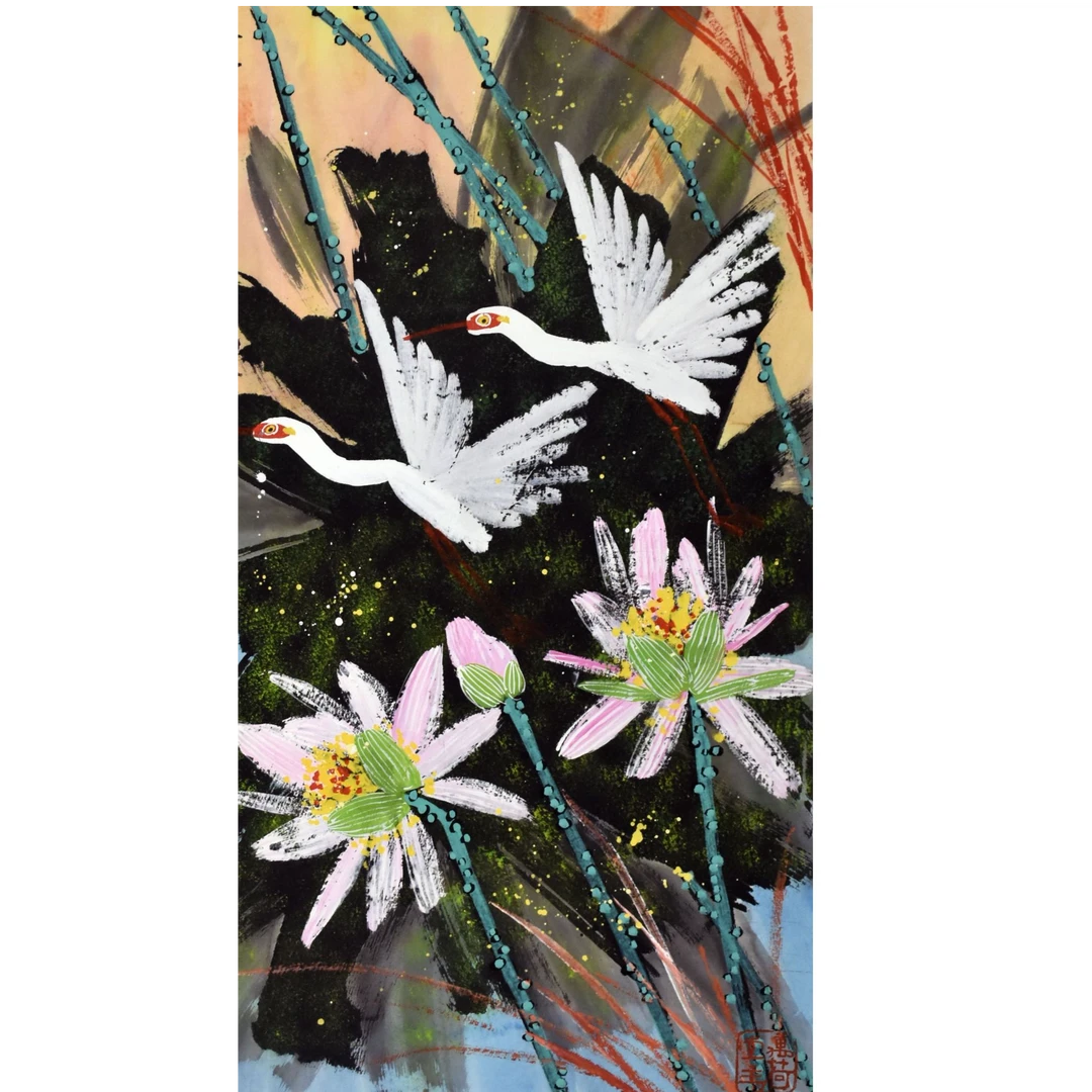 HM0802 黄老 夏荷 99×48cm 纸本立轴
