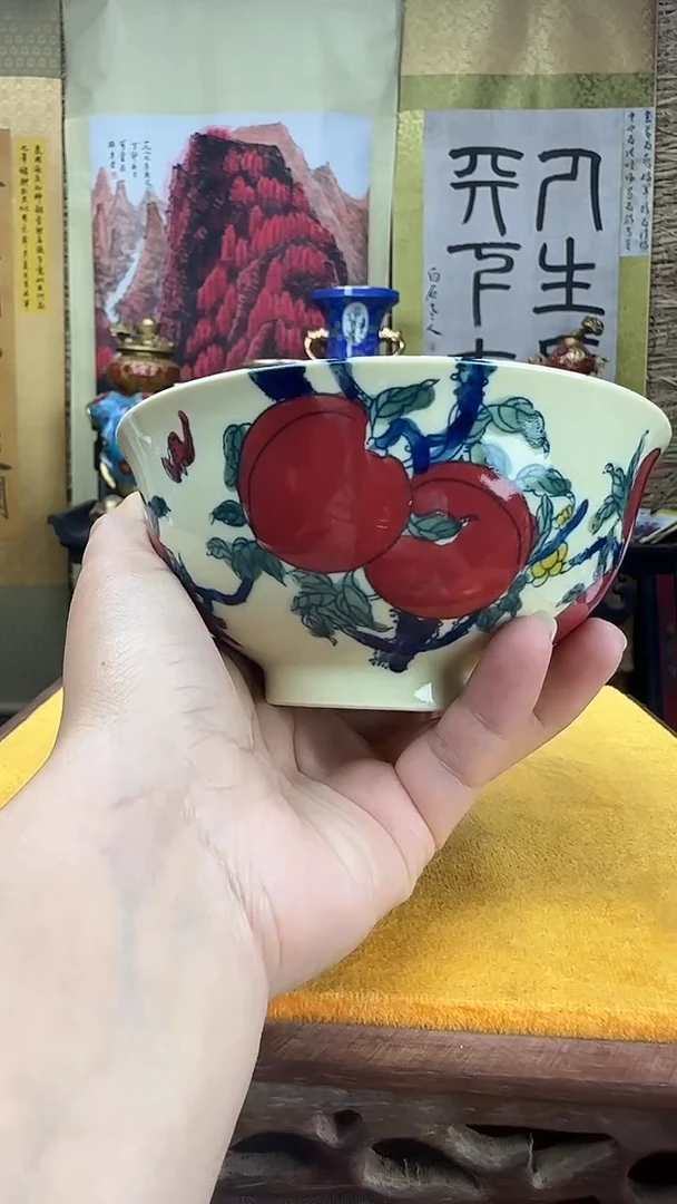 瓷片景德镇陶瓷碗九桃王