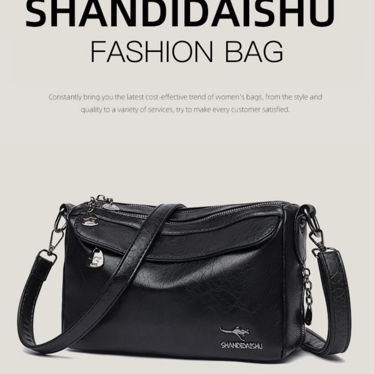 【长25高18厚11】时尚洋气简约百搭单肩斜挎包包黑色5032