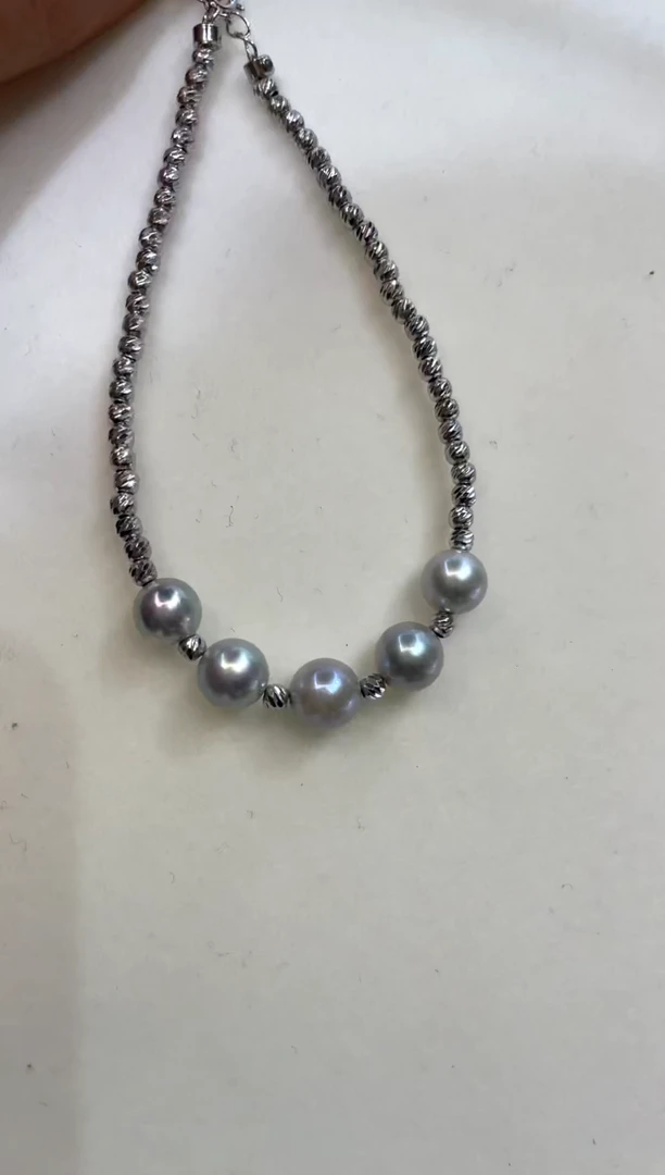 银S925镶嵌手绳海水珍珠6.5-7