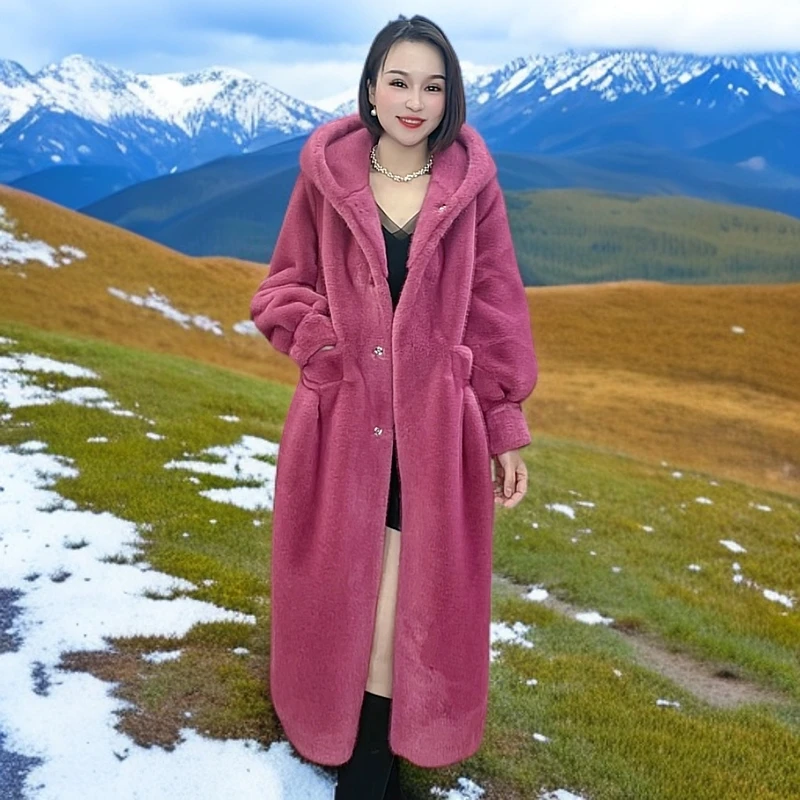 【淼姐专属22】X 貂绒帽衫加厚皮毛一体外套时尚冬季长款设计