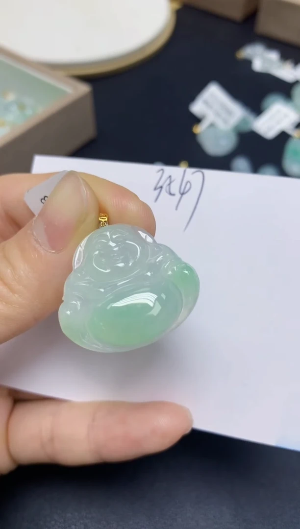 【闪购商品】翡翠挂件18K金镶嵌 天然翡翠A货