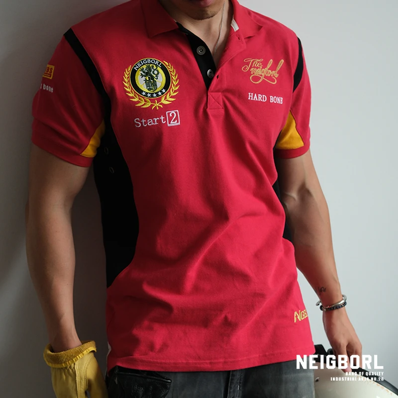 【硬骨头俱乐部】NEIGBORL钊叔制夏季潮流POLO领刺绣纯棉T恤短袖