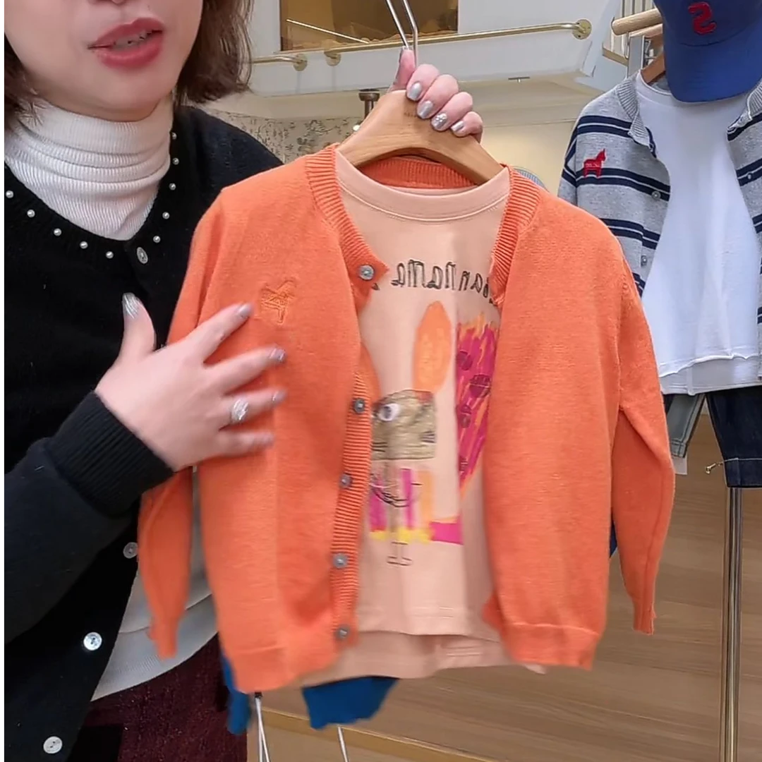 vilimama2025春款奶橘色纯棉长袖T恤55389