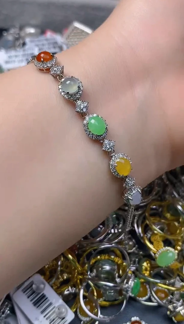 银S925镶嵌戒指翡翠百内无证书