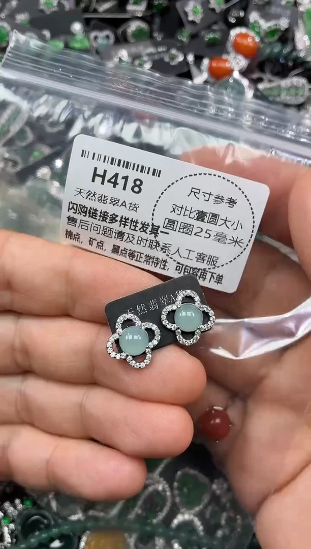 颈饰未镶嵌翡翠H418耳钉