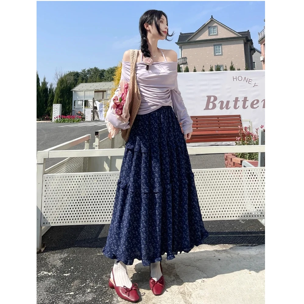 森系碎花半身裙夏季法式2025新款松紧腰高腰显瘦a字长裙夏季穿搭