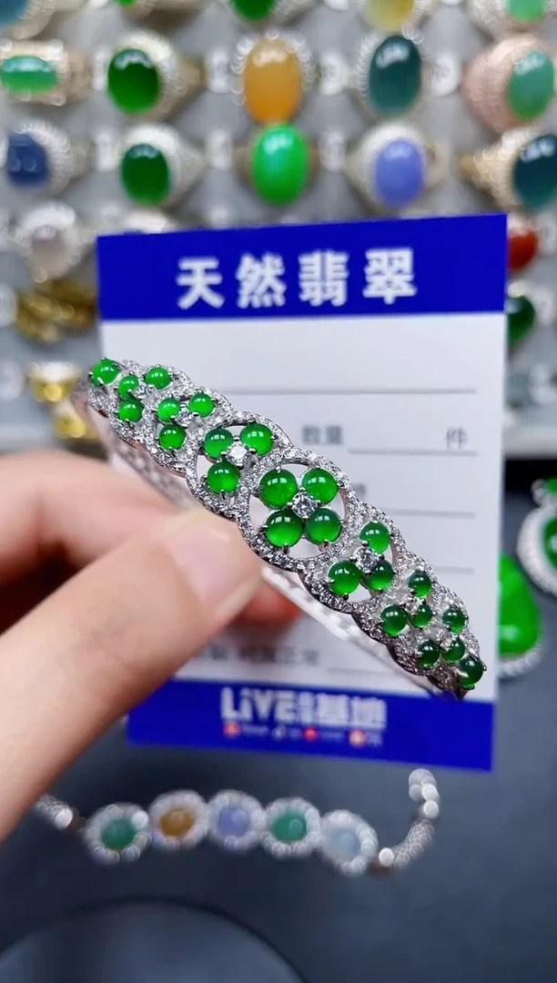 银S925镶嵌手镯翡翠156