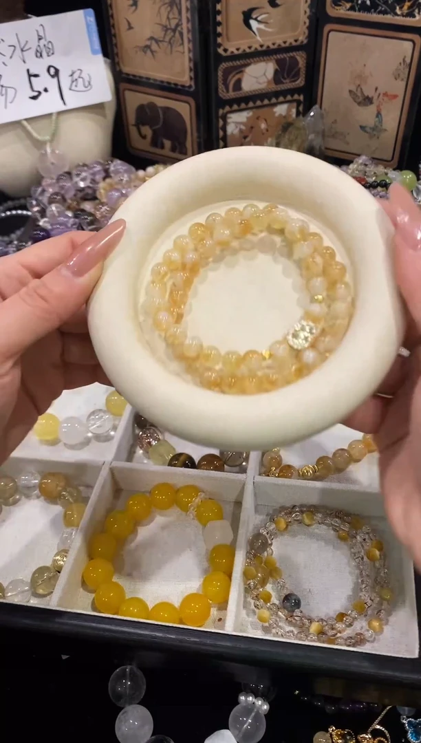 未镶嵌手链水晶黄塔晶葫芦双圈手链