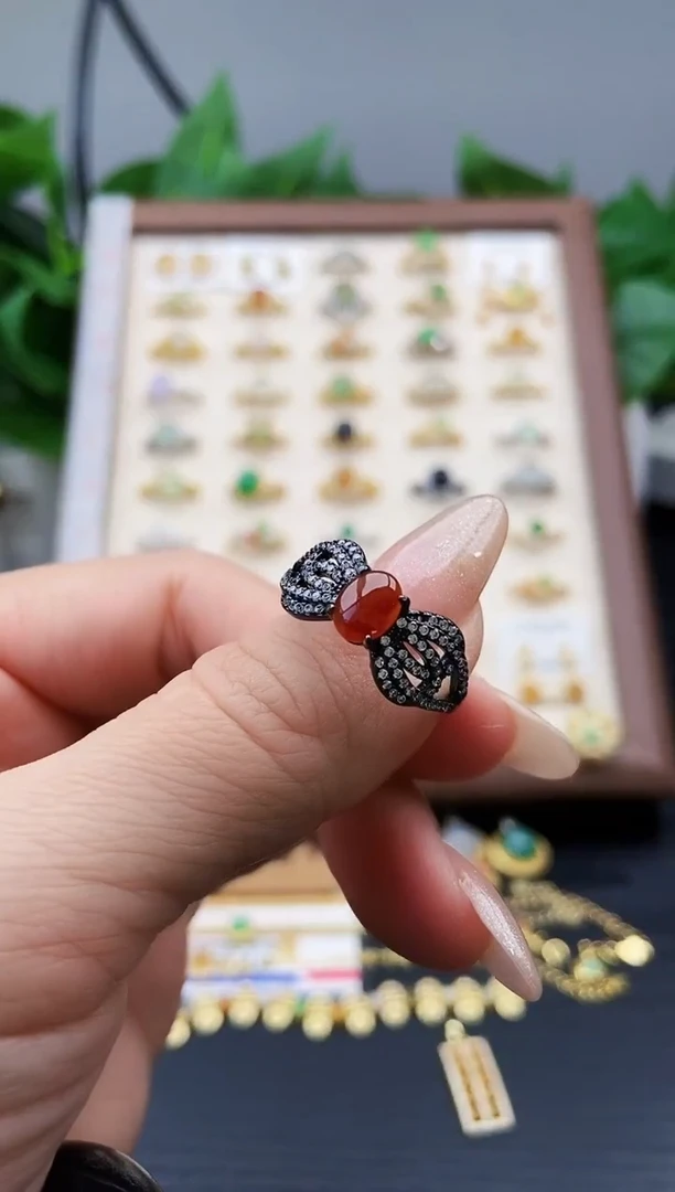 银S925镶嵌戒指翡翠12