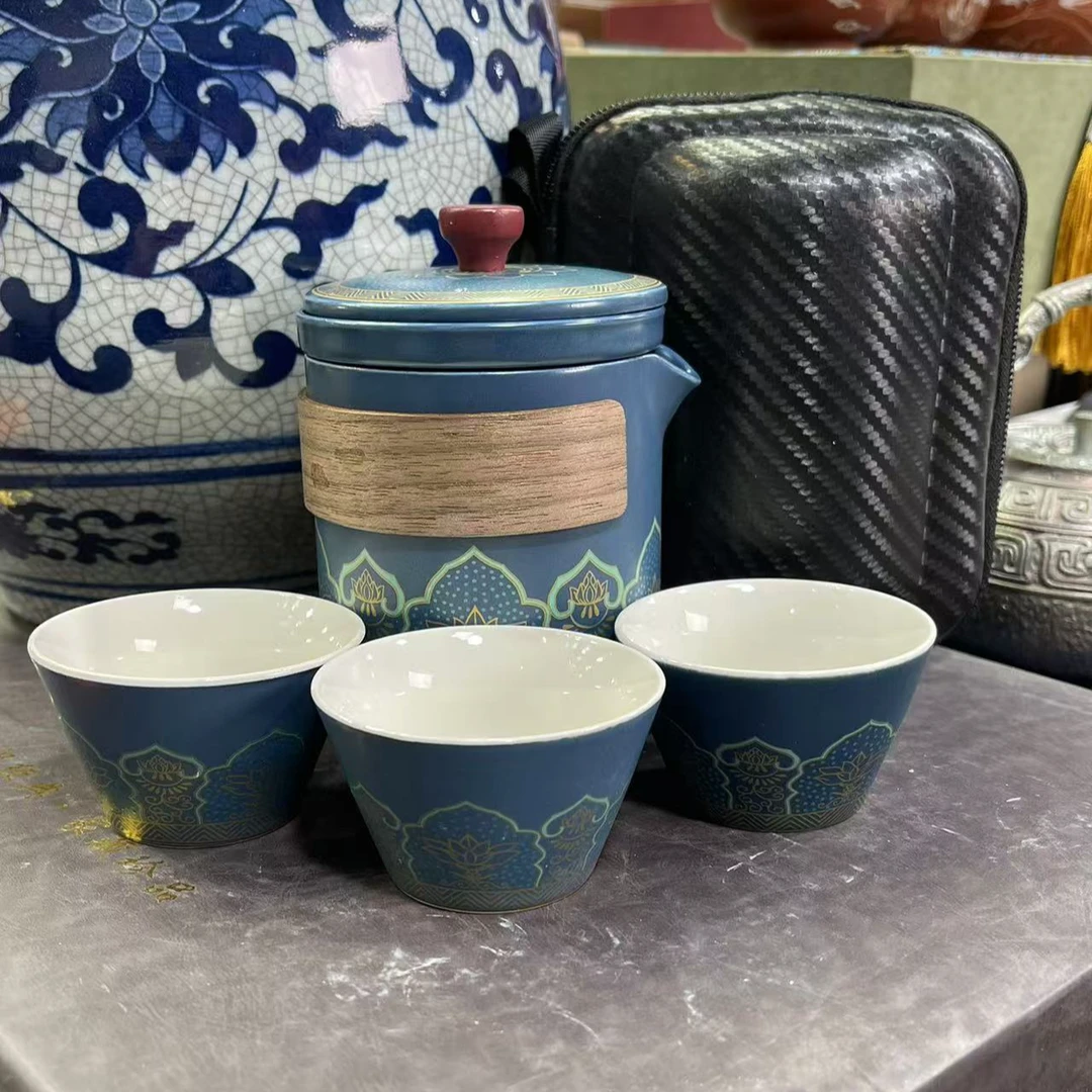 便携式户外旅行泡茶壶带三杯送包包3688