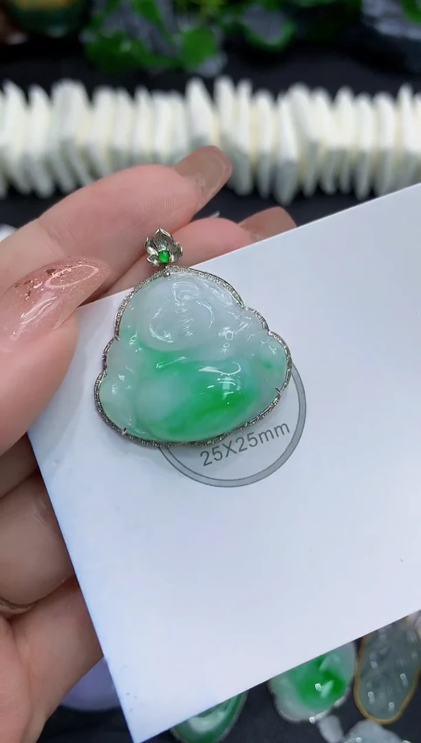吊坠(不含链)18K金镶嵌翡翠11