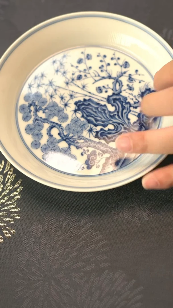 仿明青花松竹梅壶承