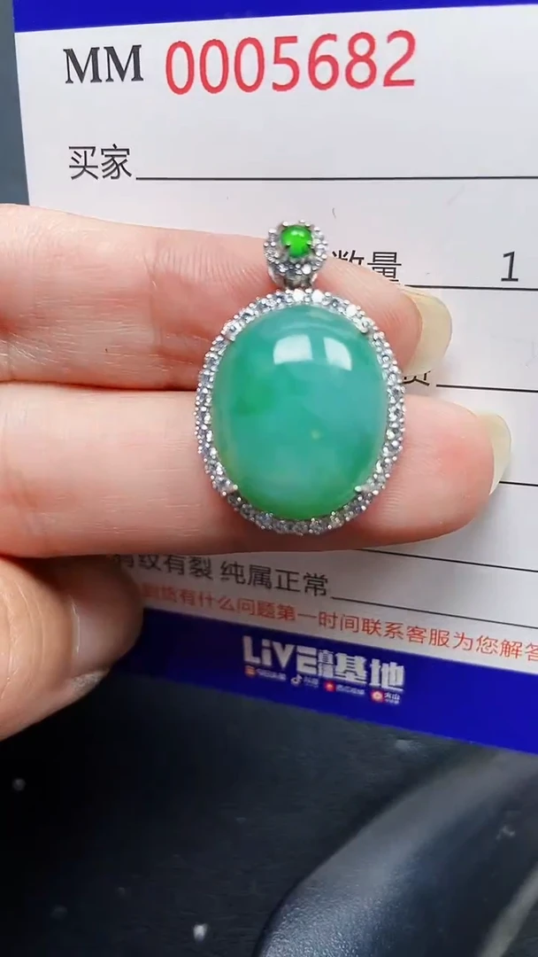 颈饰银S925镶嵌翡翠5682