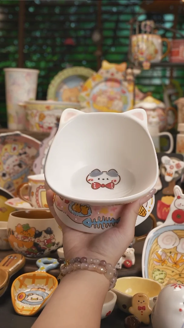 猫****?【原创设计】景德镇手绘陶瓷