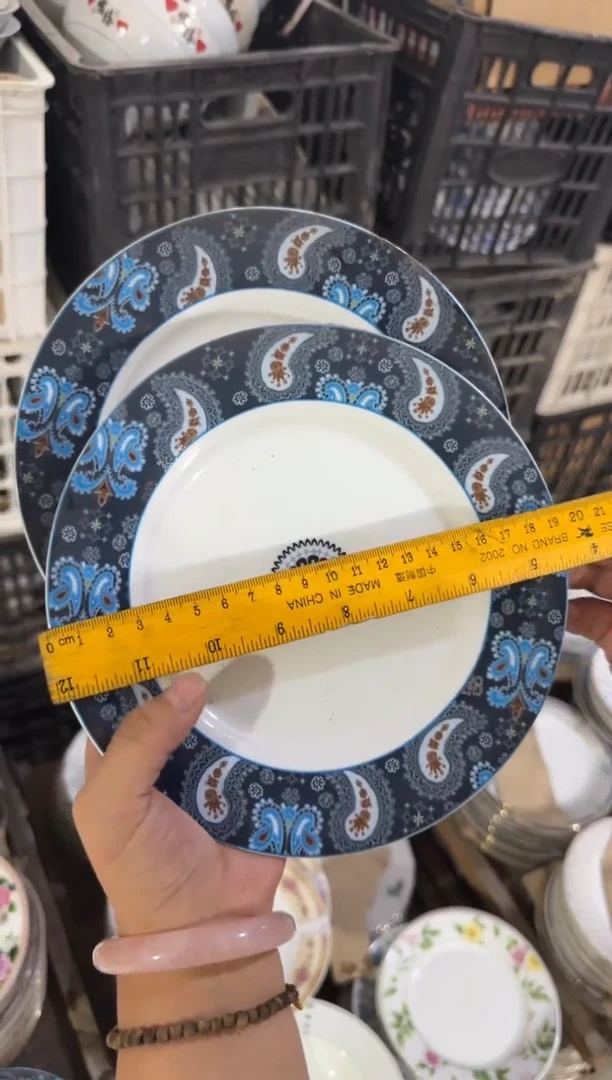 摆件老库存出口盘19.5厘米两个一组微瑕请慎拍