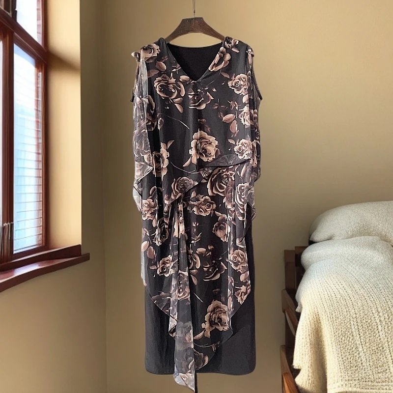 领美和韵242035新款时尚气质女装显瘦连衣裙遮肚子妈妈装上档次