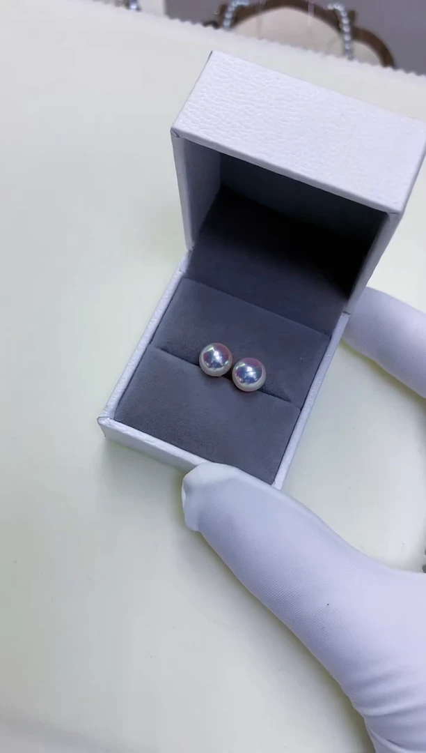 【闪购商品】海水珍珠商品18K金镶嵌8.5-9素钉定制