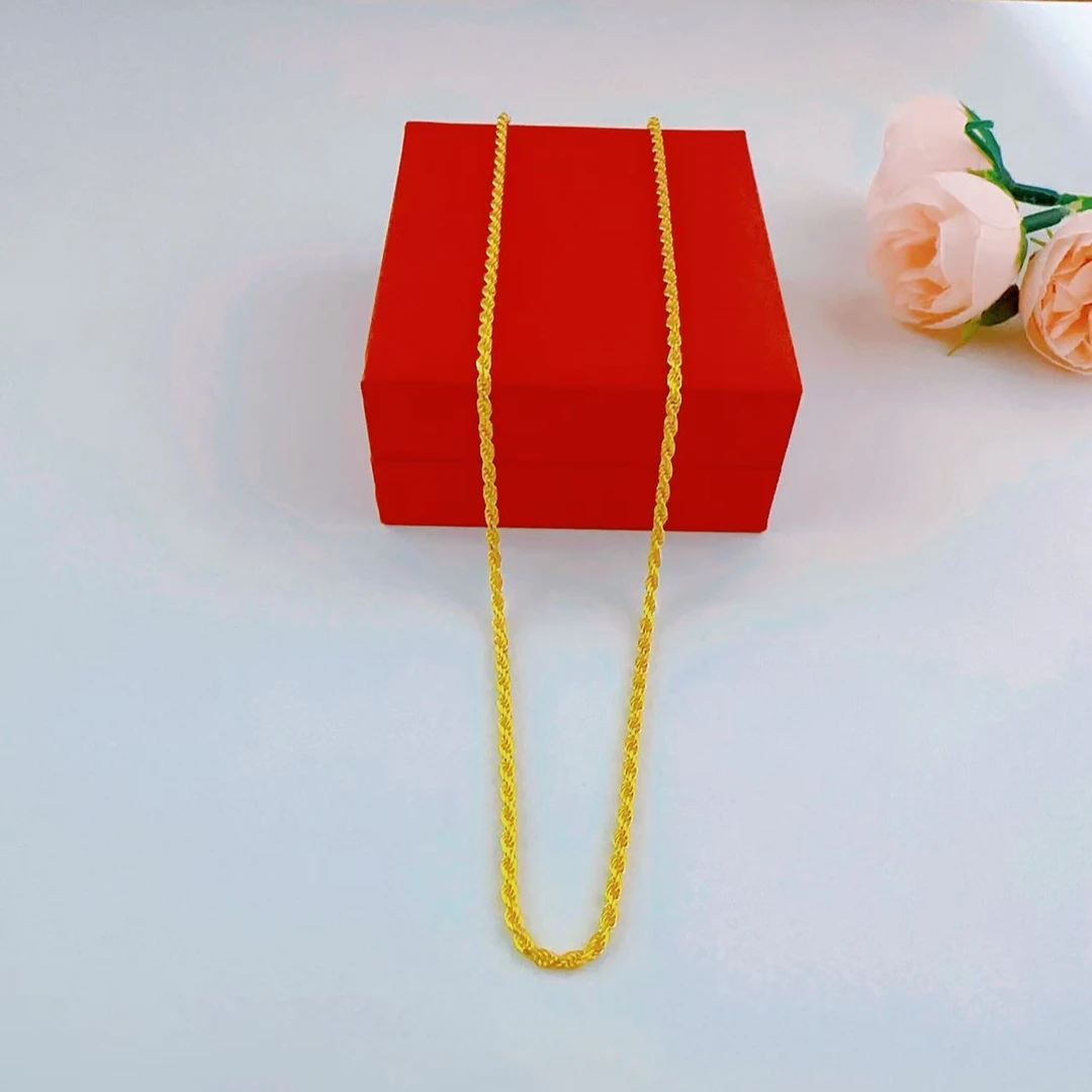 足金黄金 麻花链 麻绳链 时尚精美百搭款素链项链