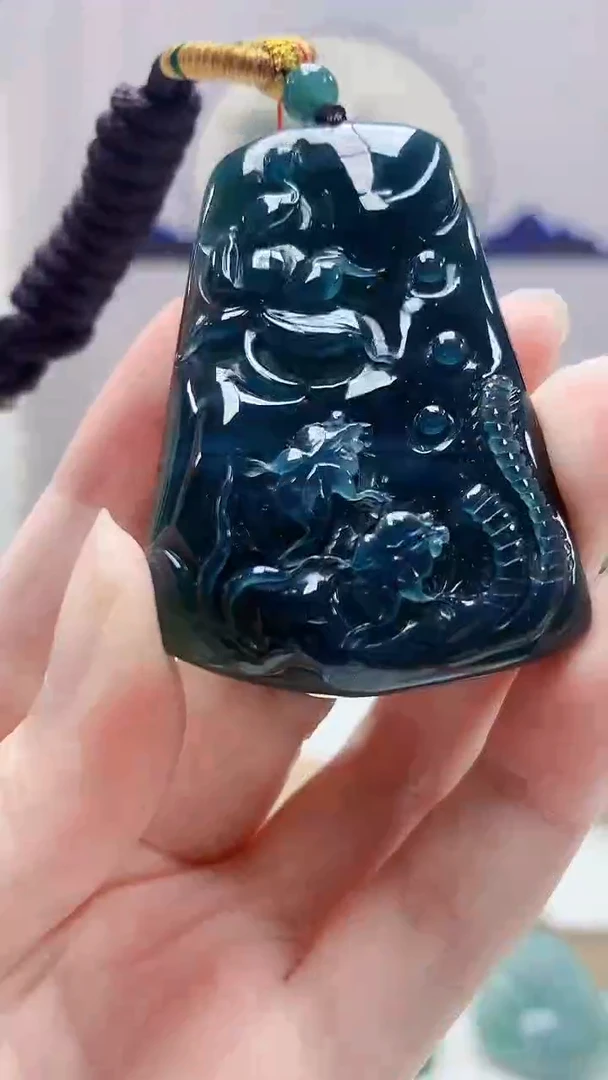 未镶嵌定制翡翠4852zm-毛货挂件荷叶鱼40