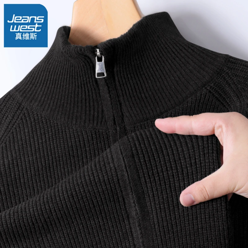 真维斯立领毛衣女秋冬2025新款宽松拉链开衫慵懒高级感针织外套L