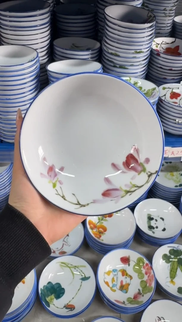 瓷片景德镇高温陶瓷食品级手绘釉中彩-小胖碗