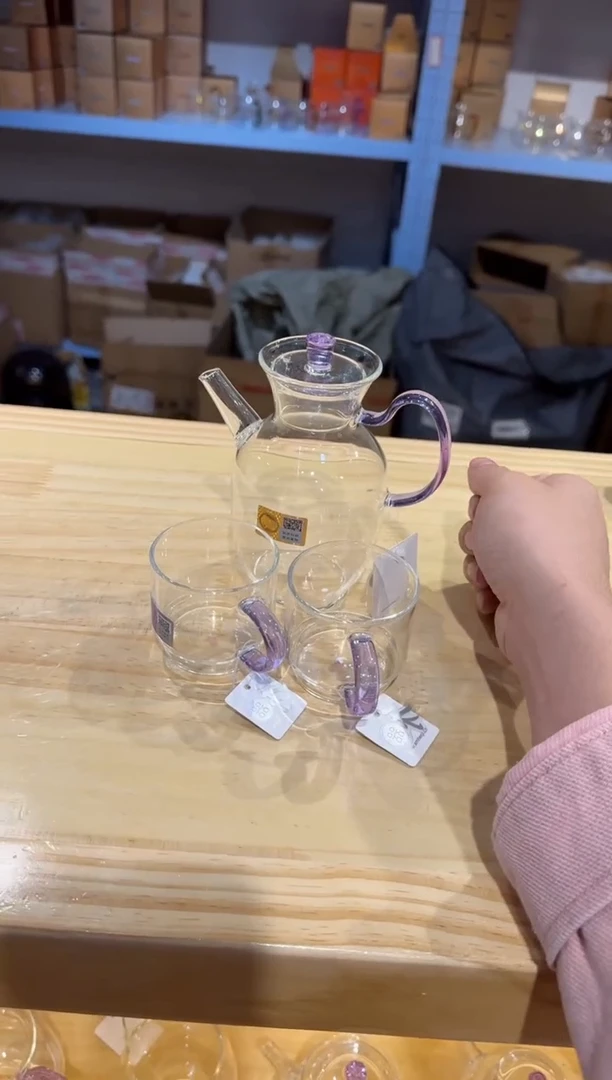 禾器-悦心壶-浅紫色+清禾杯浅紫2只