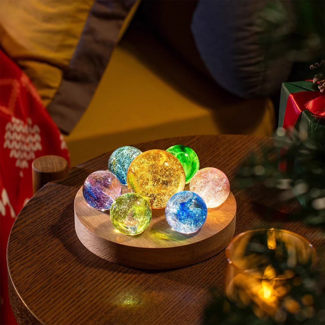 七彩琉璃水晶星空梦幻水晶球摆件星空灯小夜灯床头氛围灯儿童礼物