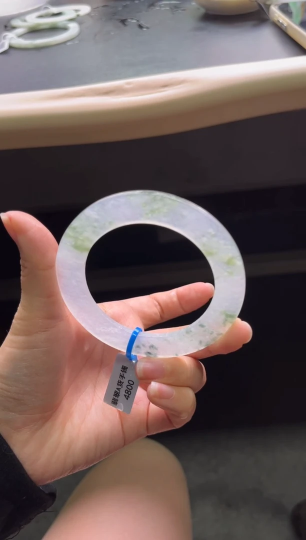 未镶嵌手镯定制翡翠冰飘花55-66「定制不退不换」