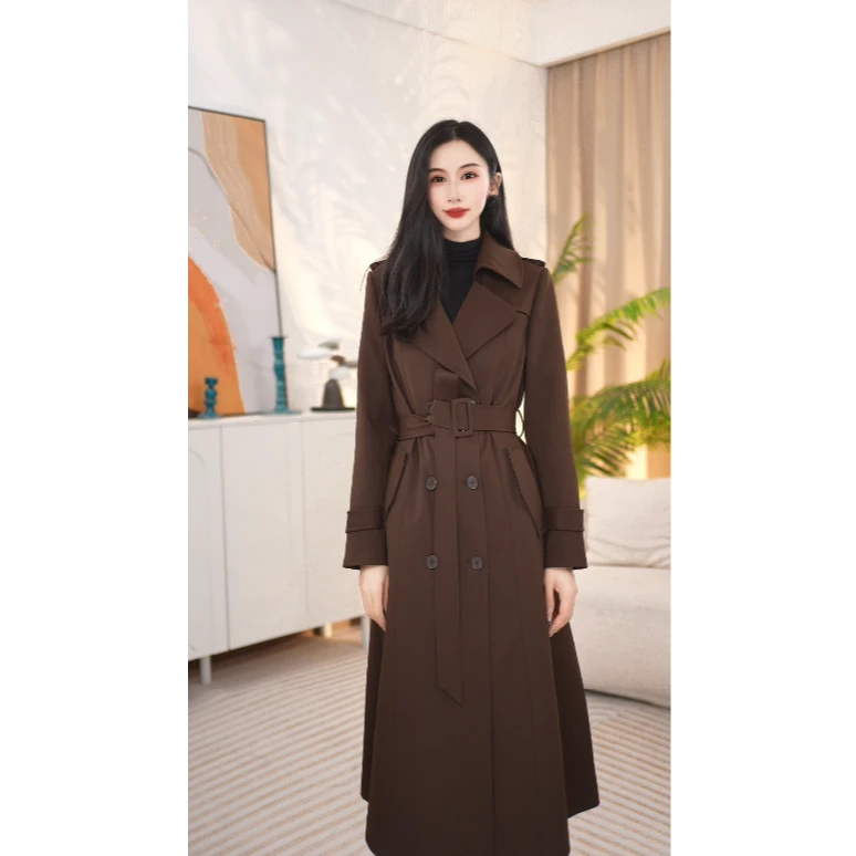 风衣翻领秋季气质长款常规显瘦风衣25C771