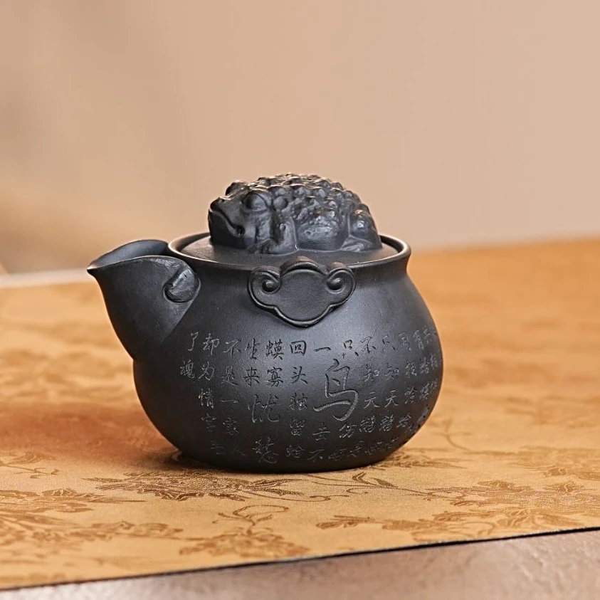 宜兴原矿紫砂石黄金蟾宝瓶手抓壶茶壶茶器 181