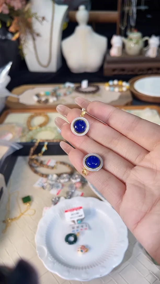 青金石银S925镶嵌吊坠(不含链)多样性发货其一