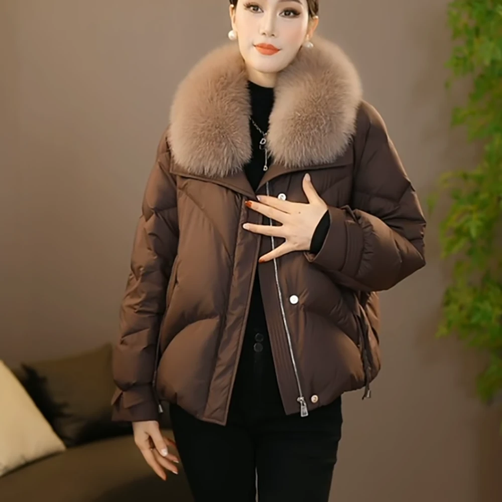 时尚气质优雅减龄白鸭绒羽绒服防狐狸毛女士轻奢高端保暖羽绒外套