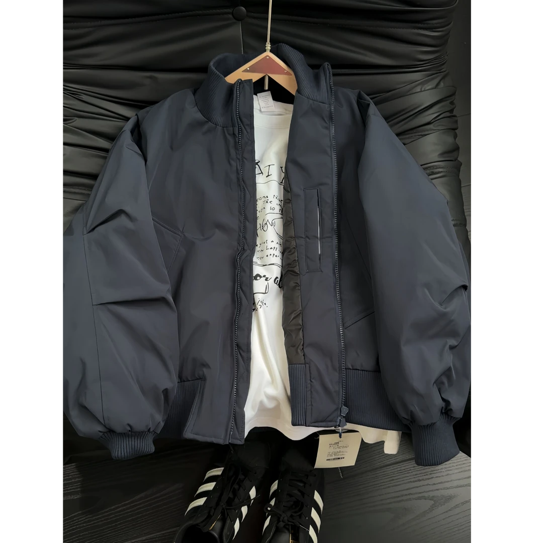 cleanfit短款飞行夹克羽绒服冬季男款休闲廓形立领高街羽绒外套