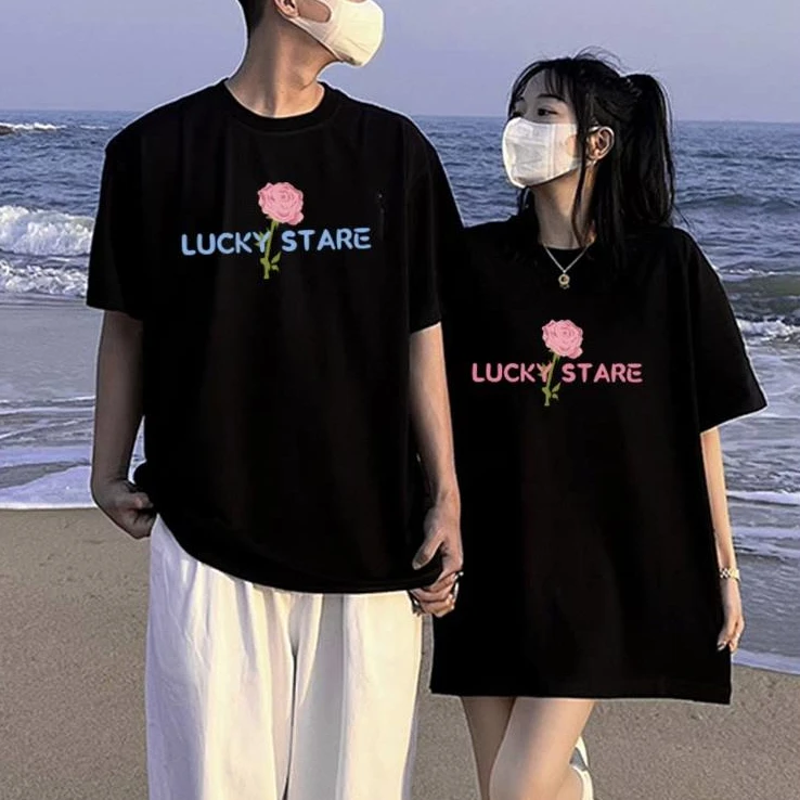 【两件装】网红情侣装夏装短袖2025新款春季设计感小众不一样的潮牌