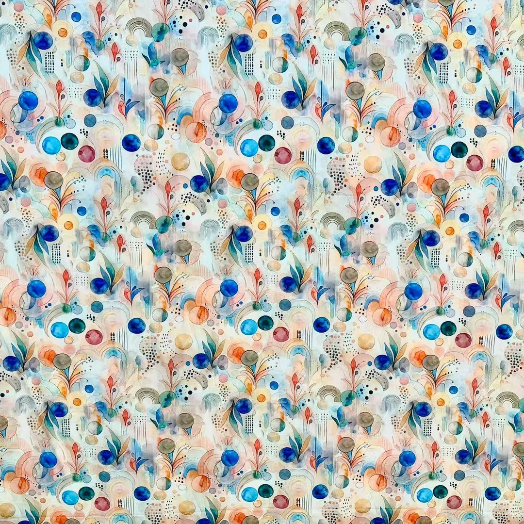 精品棉绸面料 数码5D印花 梦幻花境