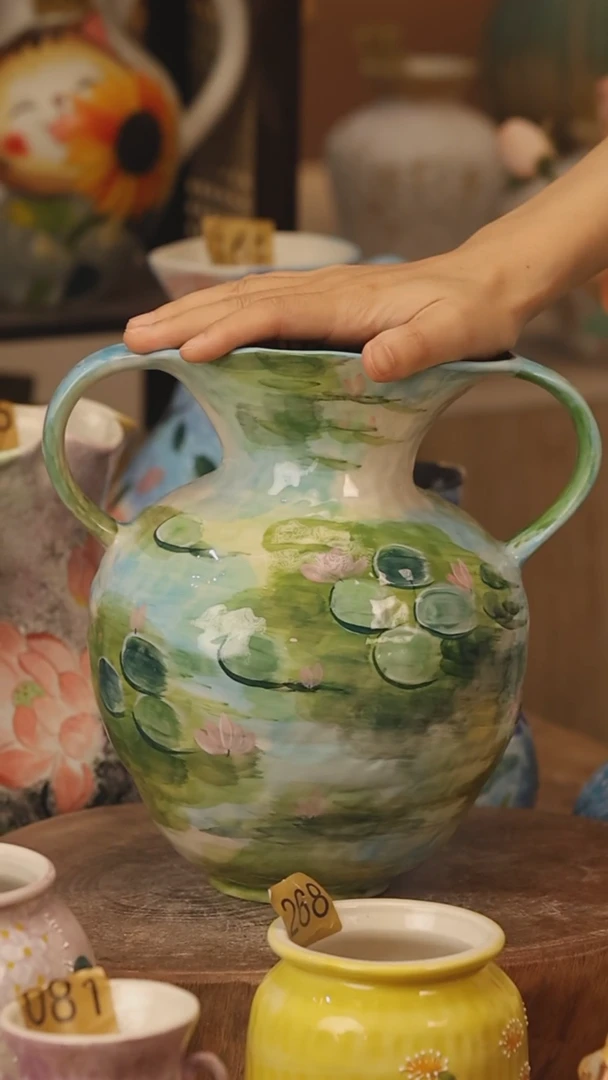 陶瓷026景德镇设计师手作花器摆件侘寂风