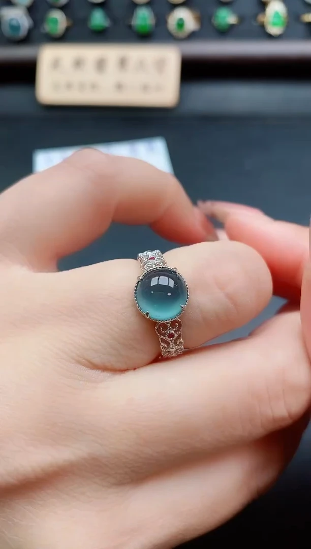 银S925镶嵌戒指翡翠1